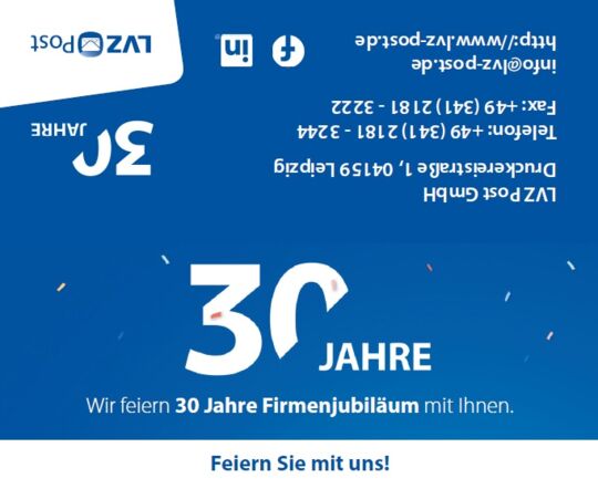 Sondermarkenheft 3,00 € 30 Jahre Firmenjubiläum LVZ Post